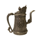 metal jar - oriental dragon silver metal art - pewter silver jar 