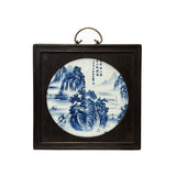 chinese blue white porcelain wall art - asian small scenery wall panel hanging