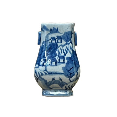 chinese porcelain vase - small blue white scenery vase