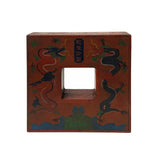 chinese brick red dragon square wood box
