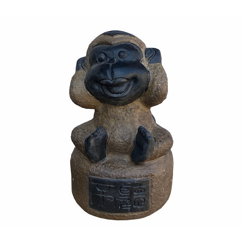Stone monkey - garden stone ape - stone small monkey figure