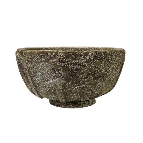 green white mix stone bowl - Chinese stone carved bowl display