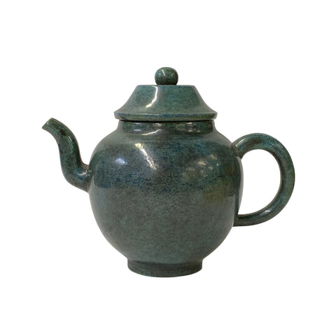 blue glaze clay teapot art