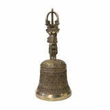 Tibetan style bell - ritual ceremony bell display - silver metal display bell