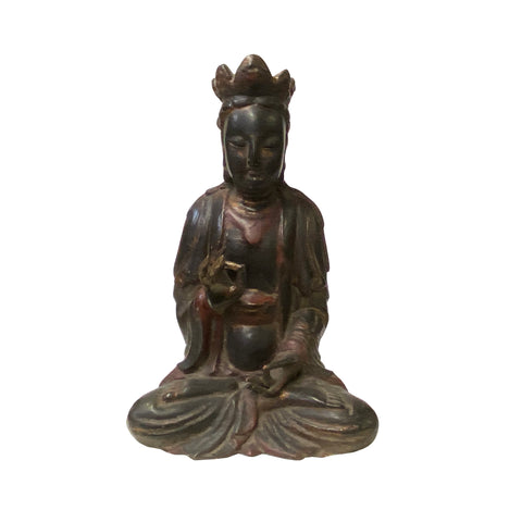 chinese black brown lacquer tara statue - Kwan yin statue - Bodhisattva wood statue