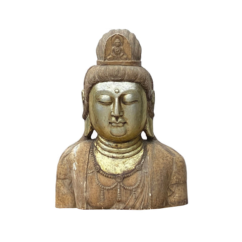 Kwan Yin, Tara, Bodhisattva - Avalokitesvara - Chinese Stone Buddha Bust statue