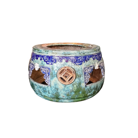 ceramic round display stand - asian pottery plant stand art 