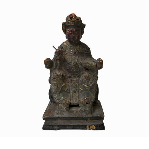 wood deity - vintage chinese wood figure 