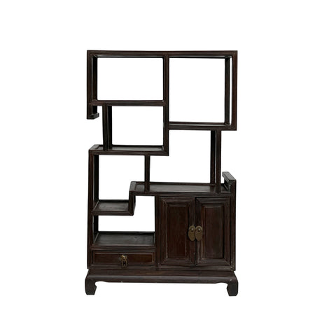 rosewood vintage display curio stand 