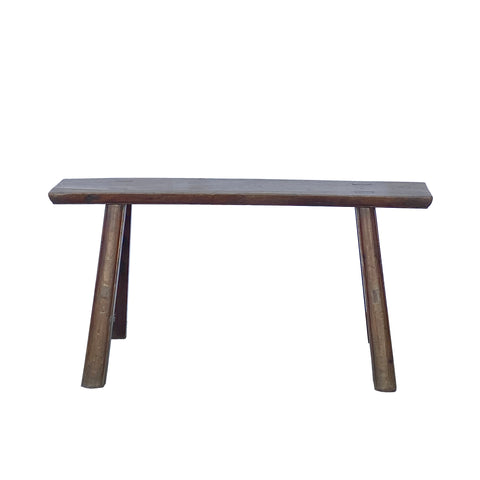 chinese slim narrow bench - rustic village raw wood bench 