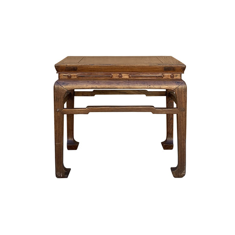 vintage chinees square side table - rustic  old wood square stool