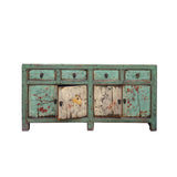 celadon light green sideboard - oriental distressed graphic credenza cabinet