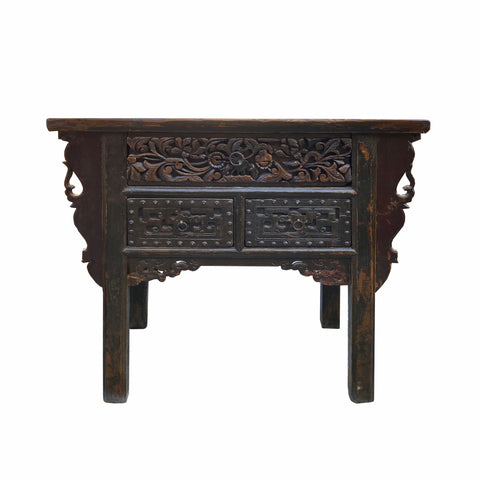 console table - relief carving side table - vintage Chinese altar console table