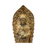 Chinese Rustic Wood Standing Gautama Amitabha Shakyamuni Buddha Statue ws2738S