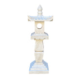 Stone lantern - white marble zen garden statue - lamp statue