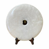 Chinese stone plaque - Fengshui round stone display - White round stone carving
