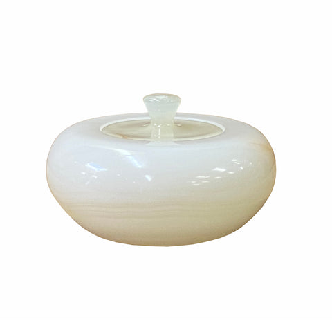 stone bowl - white color stone carved urn - oriental natural stone container