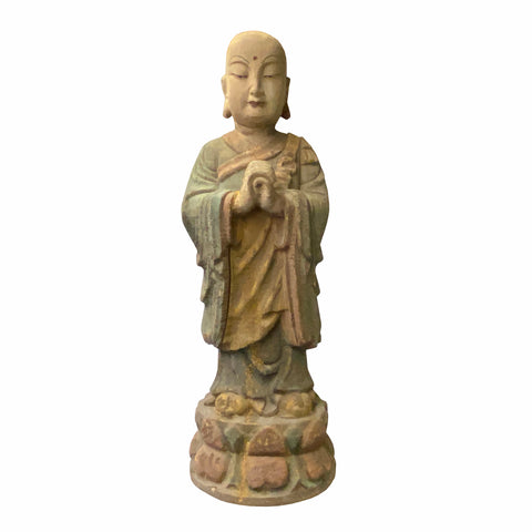 wooden lohon - prayer monk - Chinese Buddha