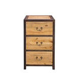 Oriental Brown Stain 3 Drawers End Table Nightstand Cabinet cs7461S