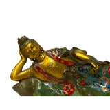 Chinese Metal Blue Enamel Cloisonne Reclining Shakyamuni Buddha Statue ws1904S