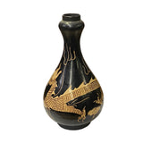 Chinese Ware Brown Black Glaze Dragon Theme Ceramic Jar Vase  ws1928S