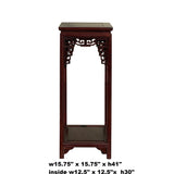 Chinese Square Ru Yi Plant Stand Pedestal Table in Medium Brown Stain cs7210S