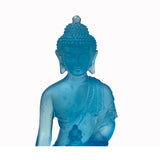 Crystal Glass Pate-de-Verre Blue Gautama Amitabha Shakyamuni Statue ws2101S