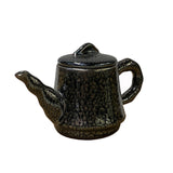Chinese Jianye Clay Silver Black Glaze Decor Teapot Display Art ws2668S