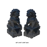 24" Chinese Medium Pair Black Gray Stone Fengshui Foo Dog Statues cs7253S