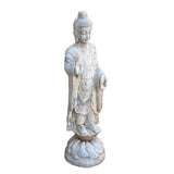 Chinese White Gray Marble Stone Standing Abhaya Mudra Buddha Statue cs7224S