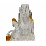 Crystal Glass Liuli Pate-de-Verre White Clear Kwan Yin Bodhisattva Statue ws1808S