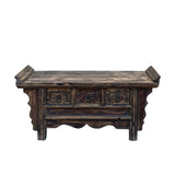 Asian Vintage Rustic Carving Low Kang Table Cabinet Display Stans With Drawer Cs7195S