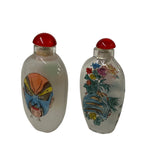 2 x Chinese Glass Snuff Bottle Oriental Scenery Mask Graphic ws2780S