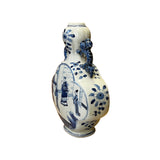 Chinese Blue White Porcelain People Theme Flower Shape Vase ws2863S