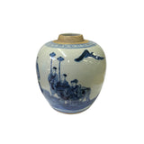 Oriental Handpaint People Small Blue White Porcelain Ginger Jar ws2330S