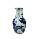 Chinese Blue White Porcelain 3 Mouths Ladies Kids Theme Vase Display ws2918S