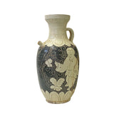 Chinese Cizhou Ware Ceramic Tan Underglaze Graphic Vase Jar ws2943S
