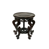 5.75" Chinese Dark Brown Wood Round Legs Table Top Stand Display Easel ws2935S