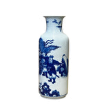 Chinese Blue White Porcelain Straight Body People Theme Vase ws2981S