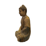 Rustic Wood Sitting Gautama Amitabha Shakyamuni Buddha Statue ws2734S