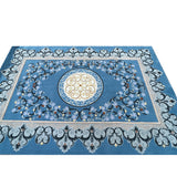 Large Rectangular Pastel Blue Floral Motif Graphic Wool Rug Carpet cs7530S