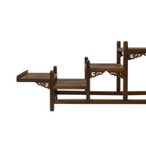Brown Wood Bridge Step Shape Table Top Curio Display Easel Stand ws2857S