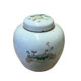 Oriental Distressed Marked Off White Kids Theme Porcelain Round Jar ws2611S
