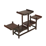 Dark Brown Wood Step Shape Table Top Curio Display Easel Stand ws2907S