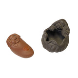 Two Oriental Small Ceramic Animal Figures Display Art Puppy & Piggy ws2380S
