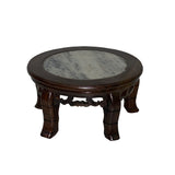 5" Oriental Brown Wood Marble Round Table Top Stand Riser ws2851AS