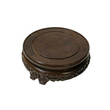 8.5" Oriental Craving Brown Wood Round Table Top Stand Riser ws2893S