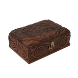 Brown Dimensional Relief Scroll Motif Rectangular Storage Box Chest ws2091S