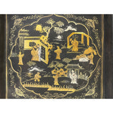 Chinoiserie Golden Graphic Black Lacquer Square Display Disc Plate Tray ws2749S