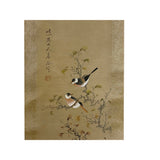 Chinese Color Ink Birds Small Flower on Tree Scroll Painting Wall Art ws2013S